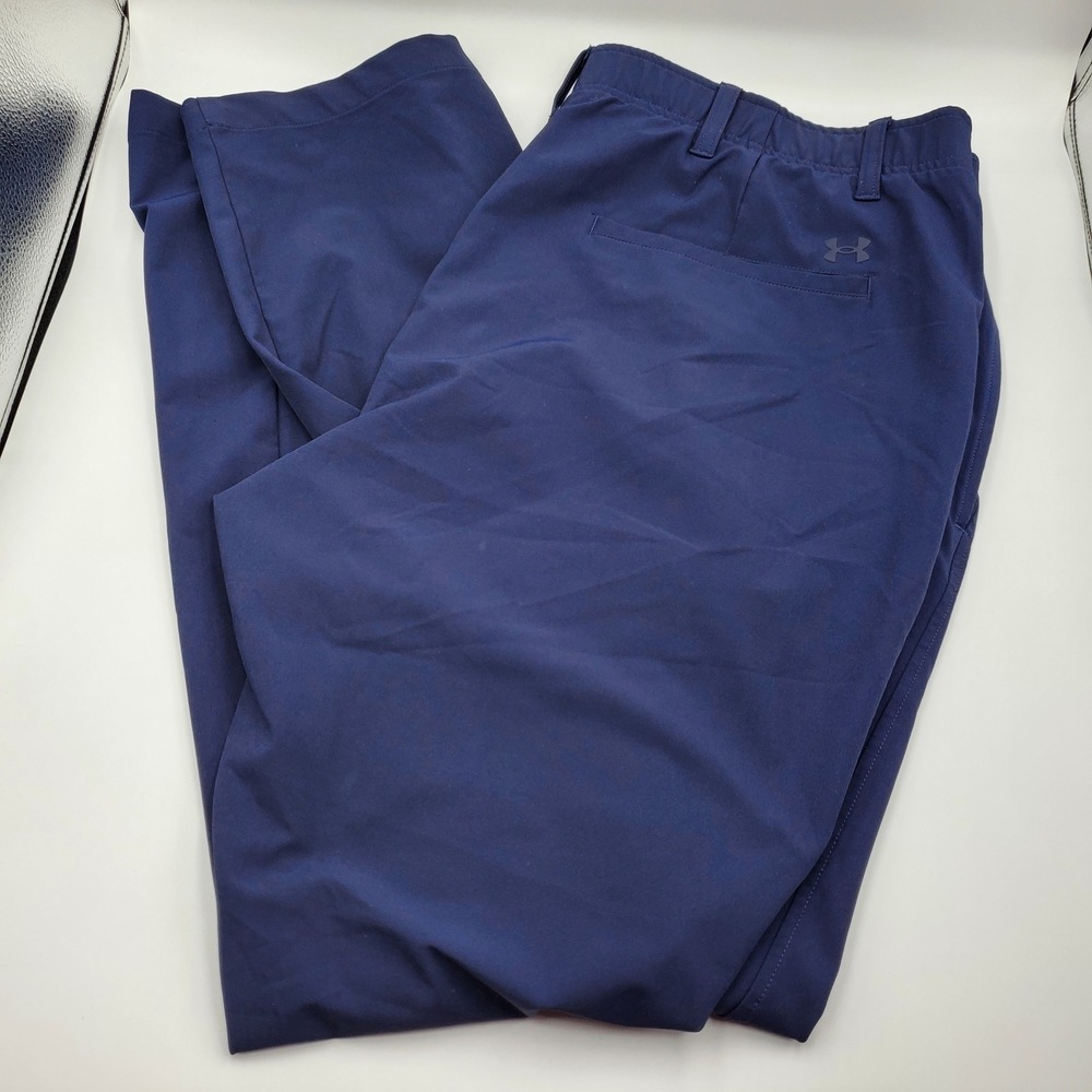 Under Armour Mens Golf Pants Navy Blue Stretch Performance Trousers 40/32